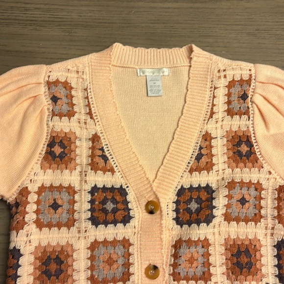 Design History Crochet Geometric Short-Sleeve Cardigan Granny-square size M - Picture 3 of 9